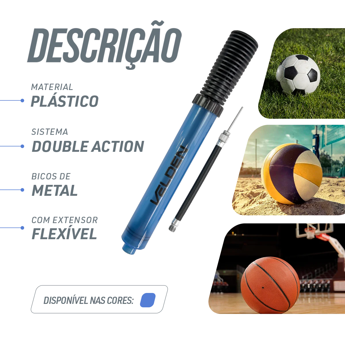 Bomba de mão dupla-ação para encher bola Velden