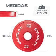 KIT Anilhas Olímpicas Fracionadas em Borracha Competição Envolst - 15Kg