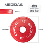 KIT Anilhas Olímpicas Fracionadas em Borracha Competição Envolst - 15Kg