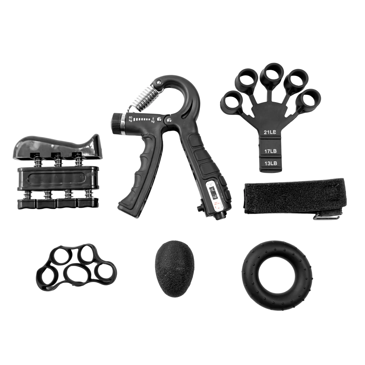 Kit para exercícios de fortalecimento de dedos, mãos e punho Envolst - Cor: Preto