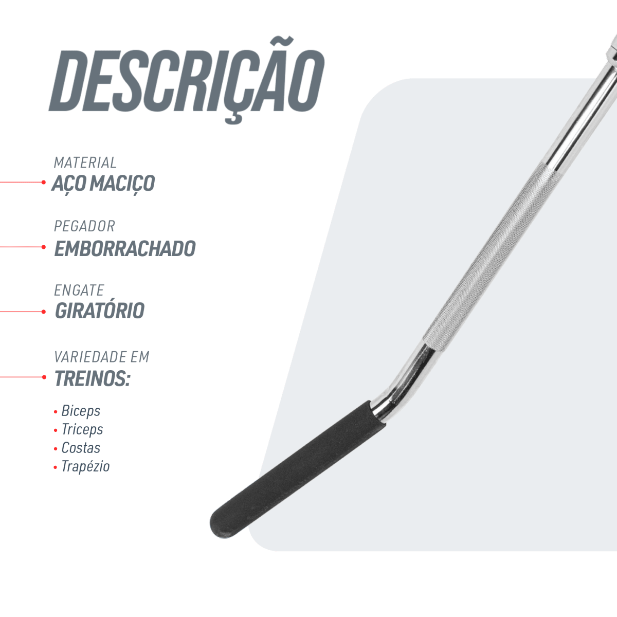 Puxador Pulley Costas 1,20m Cromado Maciço com Giro Envolst