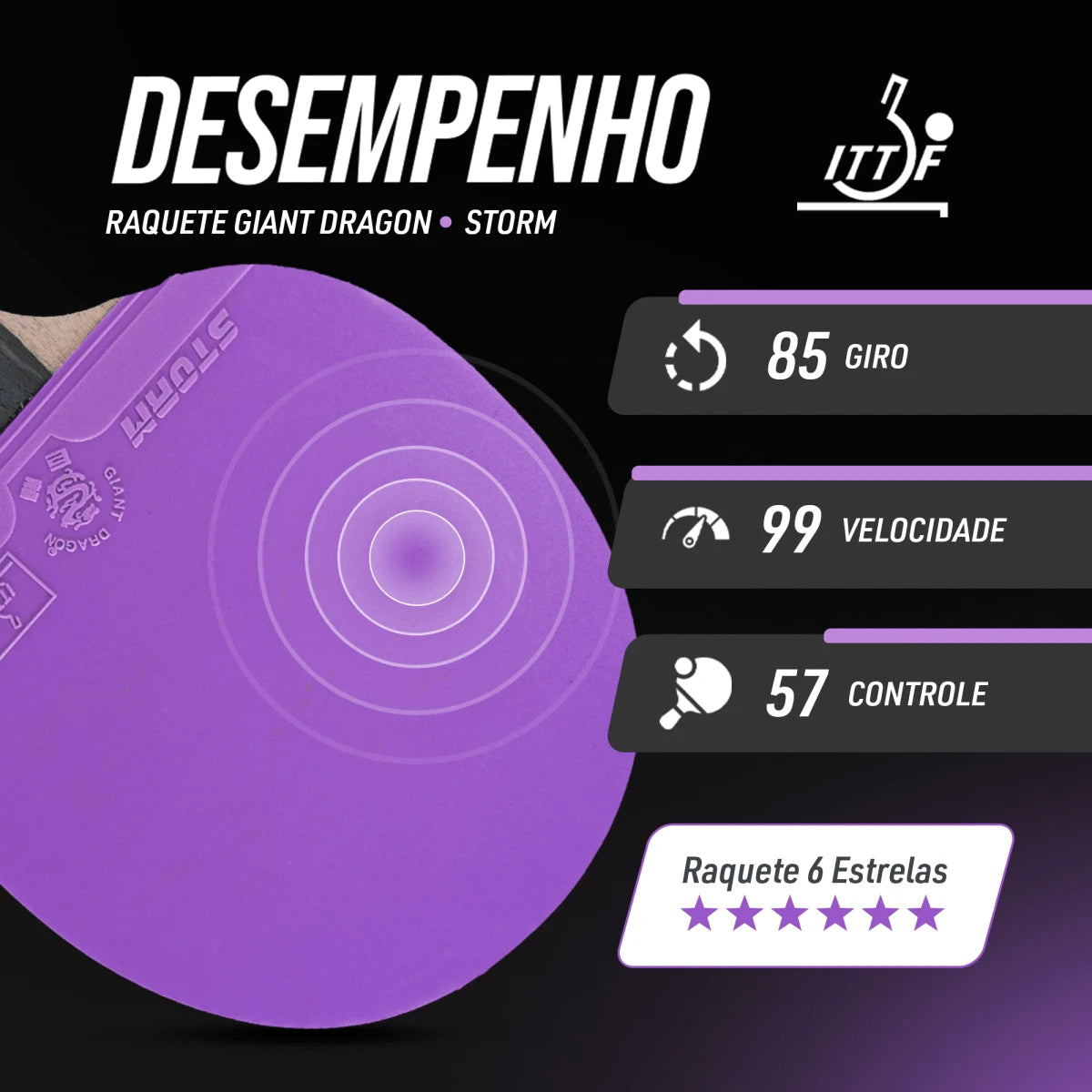 Raquete de tenis de mesa 6 estrelas Storm 