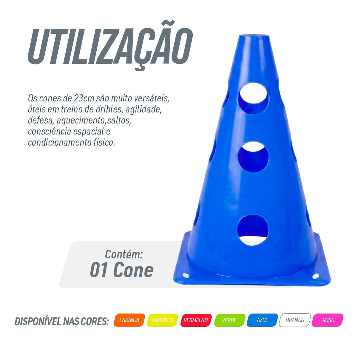 Cone Furado de sinalização de plástico 23cm Pista e Campo - Verde