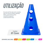 Cone Furado de sinalização de plástico 23cm Pista e Campo - Azul