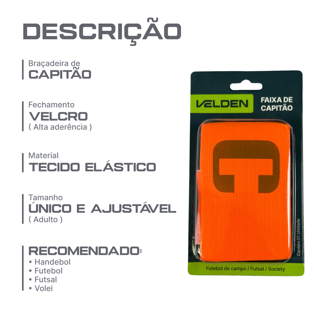 Bracelete braçadeira para capitão com velcro premium Velden - Amarelo