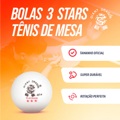 Bolinha de tênis de mesa 3 estrelas Platinium Giant Dragon - cnj com 6 und - BRANCA