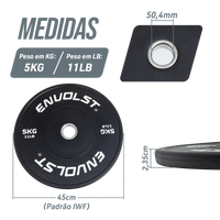 Anilha Olímpica Bumper para Crossfit e LPO 5Kg Envolst
