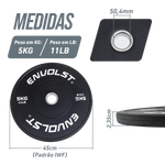 Anilha Olímpica Bumper para Crossfit e LPO 5Kg Envolst