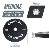 Anilha Olímpica Bumper para Crossfit e LPO 5Kg Envolst