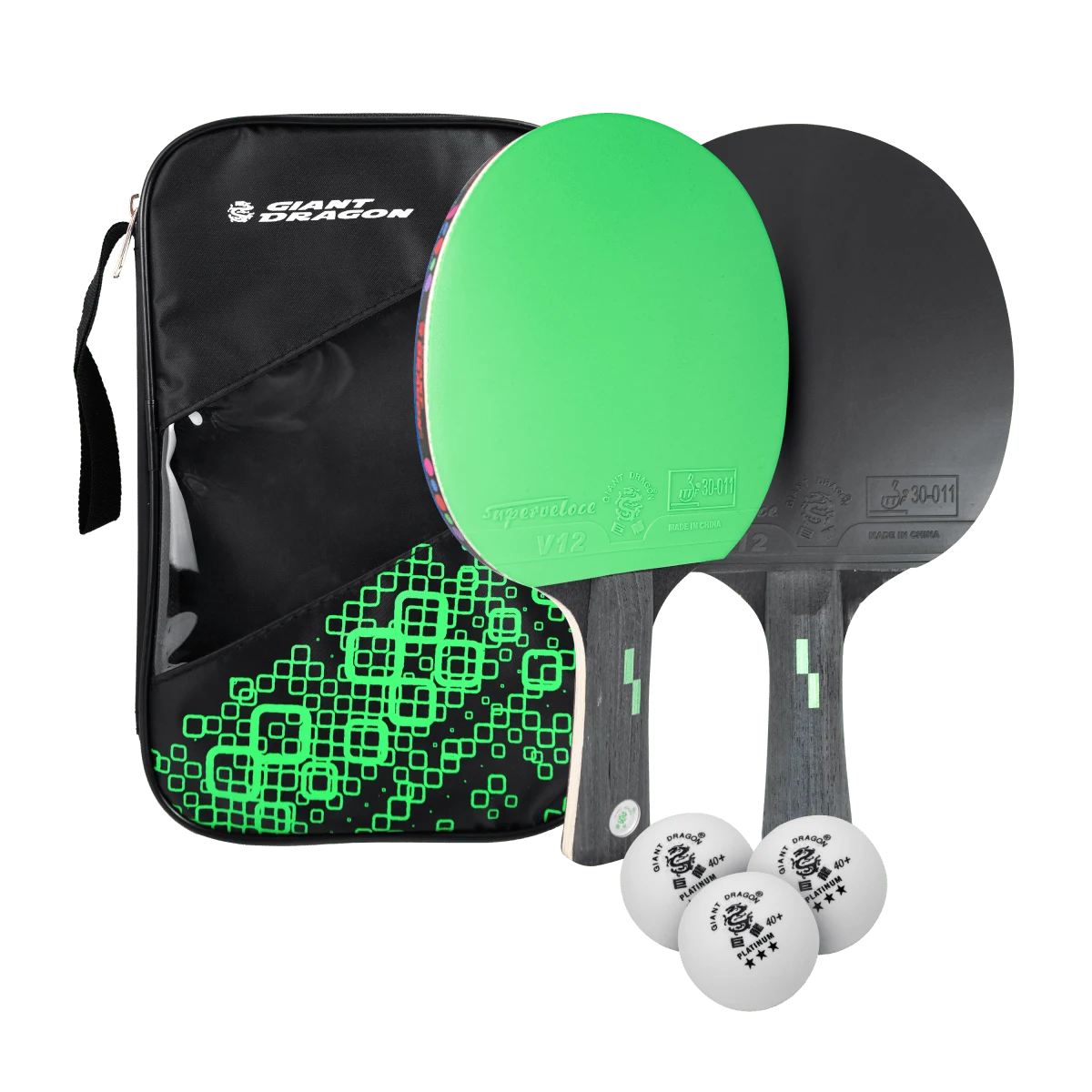Kit 2 Raquetes de Tênis de Mesa com Bolsa e 3 Bolas Giant Dragon