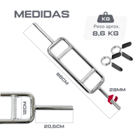 Barra de Musculação H Romana Maciça 28mm e Presilhas Envolst