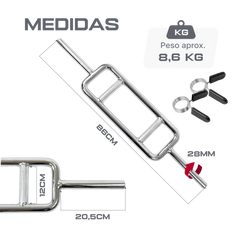 Barra de Musculação H Romana Maciça 28mm e Presilhas Envolst