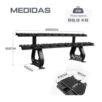 Suporte Expositor Horizontal para 10 Pares de Dumbbells Envolst