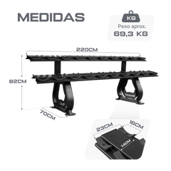Suporte Expositor Horizontal para 10 Pares de Dumbbells Envolst