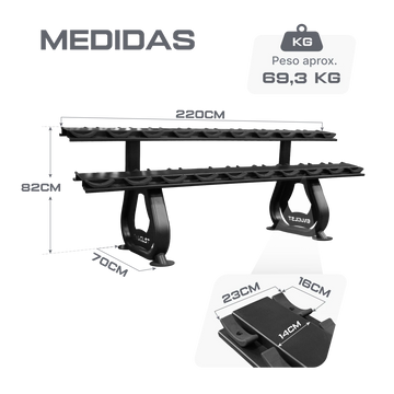 Suporte Expositor Horizontal para Halteres Envolst