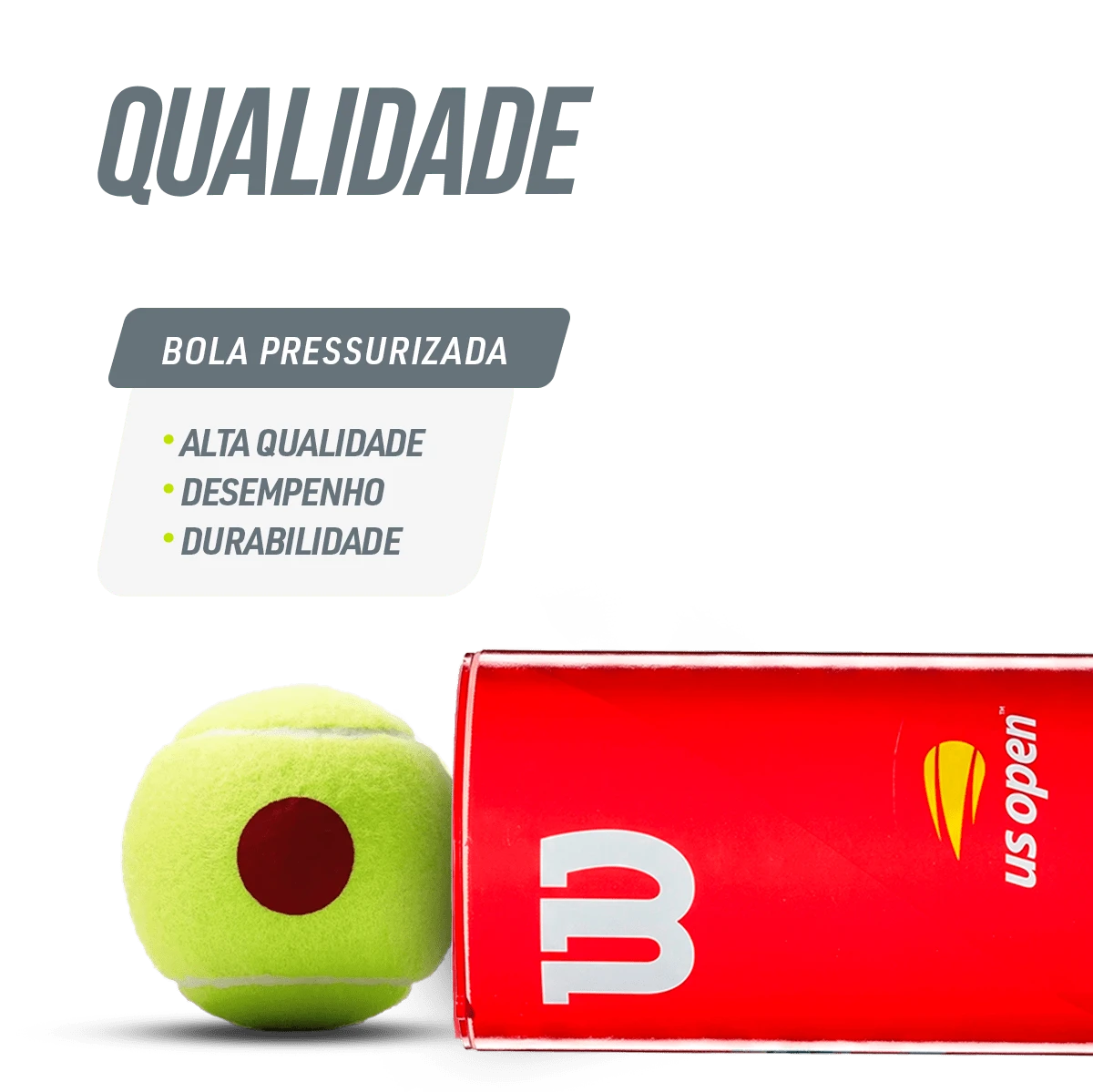 Bolinha/bola de tênis de campo estágio 3 (vermelha 75%) iniciantes Wilson US Open - tubo com 3 und