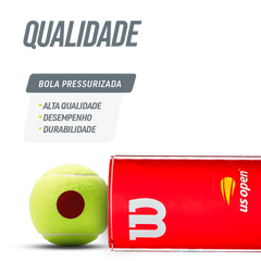 Bolinha/bola de tênis de campo estágio 3 (vermelha 75%) iniciantes Wilson US Open - tubo com 3 und