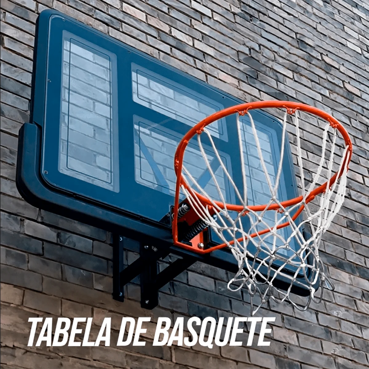 Tabela de basquete de parede quadro transparente de 110x74cm com aro e rede Velden