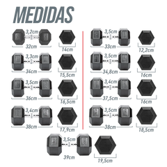 Kit Halteres Sextavados Emborrachados Pegada Cromada Envolst - Pares 10 a 50Kg