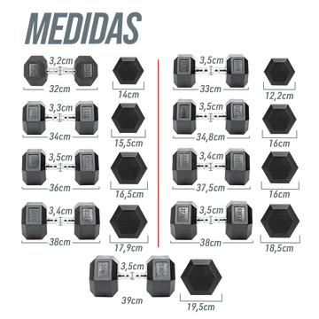 Kit Halteres Sextavados Emborrachados Envolst - 10 a 50kg