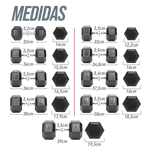 Kit Halteres Sextavados Emborrachados Pegada Cromada Envolst - Pares 10 a 50Kg