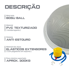 Bosu Meia Bola Inflável 60cm Uso Profissional Alças E Bomba