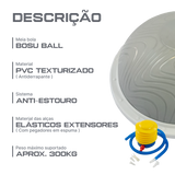 Bosu Meia Bola Inflável 60cm Uso Profissional Alças E Bomba