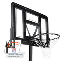 Tabela de basquete adulto móvel com poste, tabela de acrílico e aro Velden
