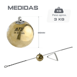 Martelo de bronze 3kg 85mm avançado ATE Anand Certificado WA-IAAF - com cabo e empunhadura