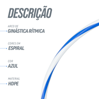 Arco de ginástica rítmica bambolê em espiral 90cm de diâmetro Gracios - Azul e Branco