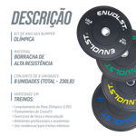 Kit 230Lb Anilhas Olímpicas Bumper Padrão IWF em Libras Envolst
