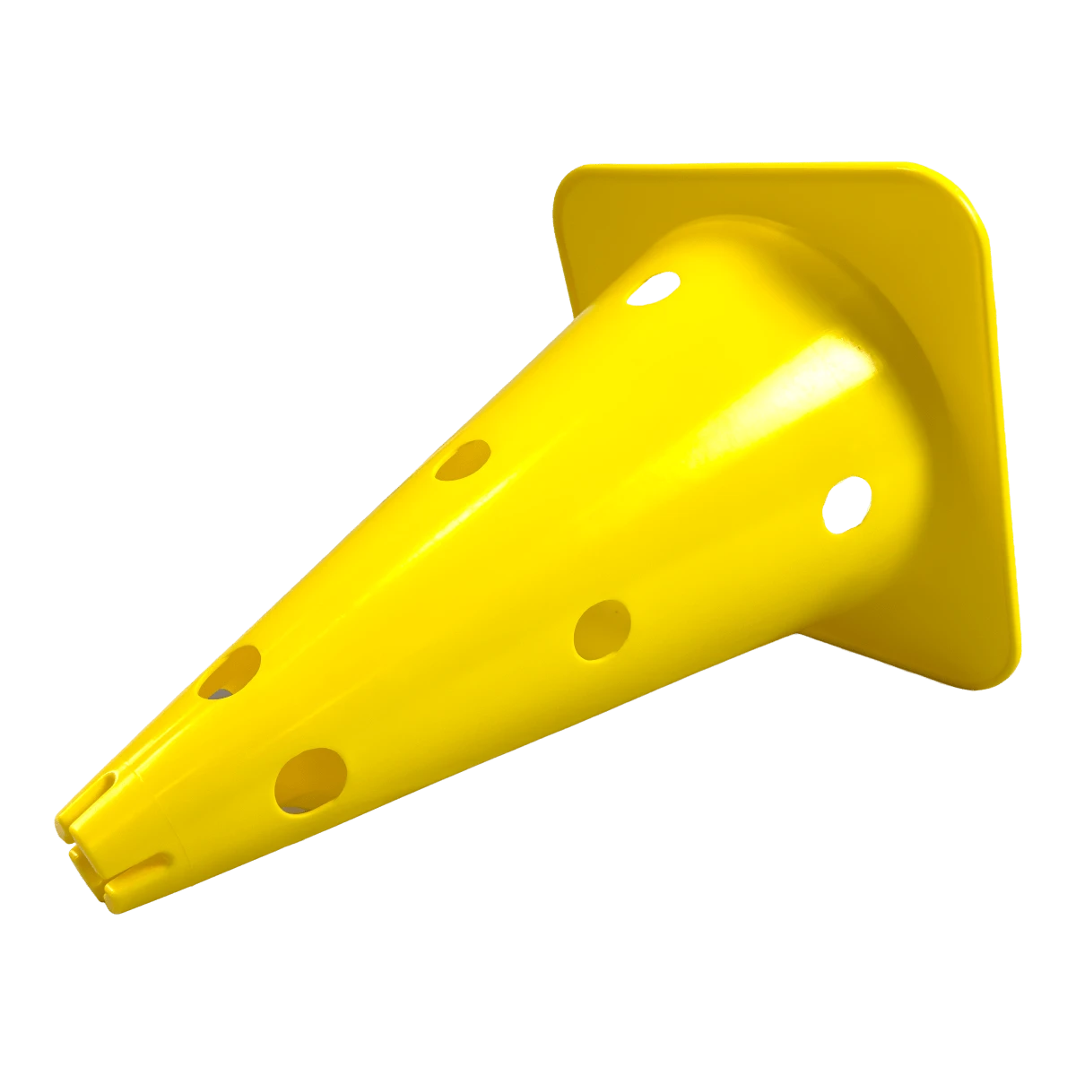 Cone de sinalização 38cm de plástico com furos premium reforçado Pista e Campo - Amarelo