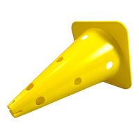 Cone de sinalização 38cm de plástico com furos premium reforçado Pista e Campo - Amarelo