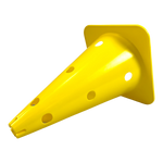 Cone de sinalização 38cm de plástico com furos premium reforçado Pista e Campo - Amarelo