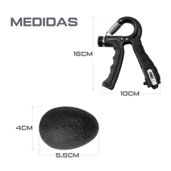Kit para exercícios de fortalecimento de dedos, mãos e punho Envolst - Cor: Preto