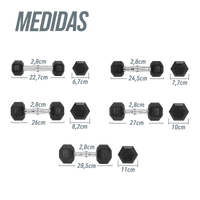 Kit Halteres Sextavados Emborrachados Pegada Cromada Envolst - Pares 1 a 5Kg