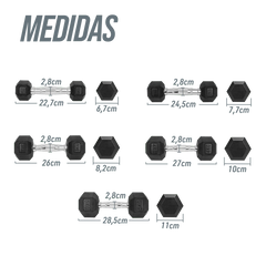 Kit Halteres Sextavados Emborrachados Pegada Cromada Envolst - Pares 1 a 5Kg