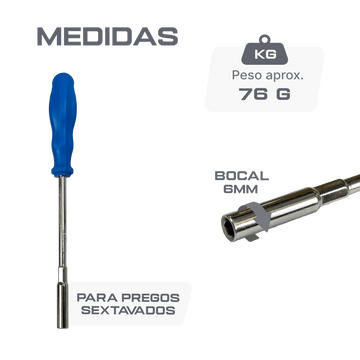 Chave Canhão 6mm x 12,5cm Sextavada para Pregos de Atletismo Rayco