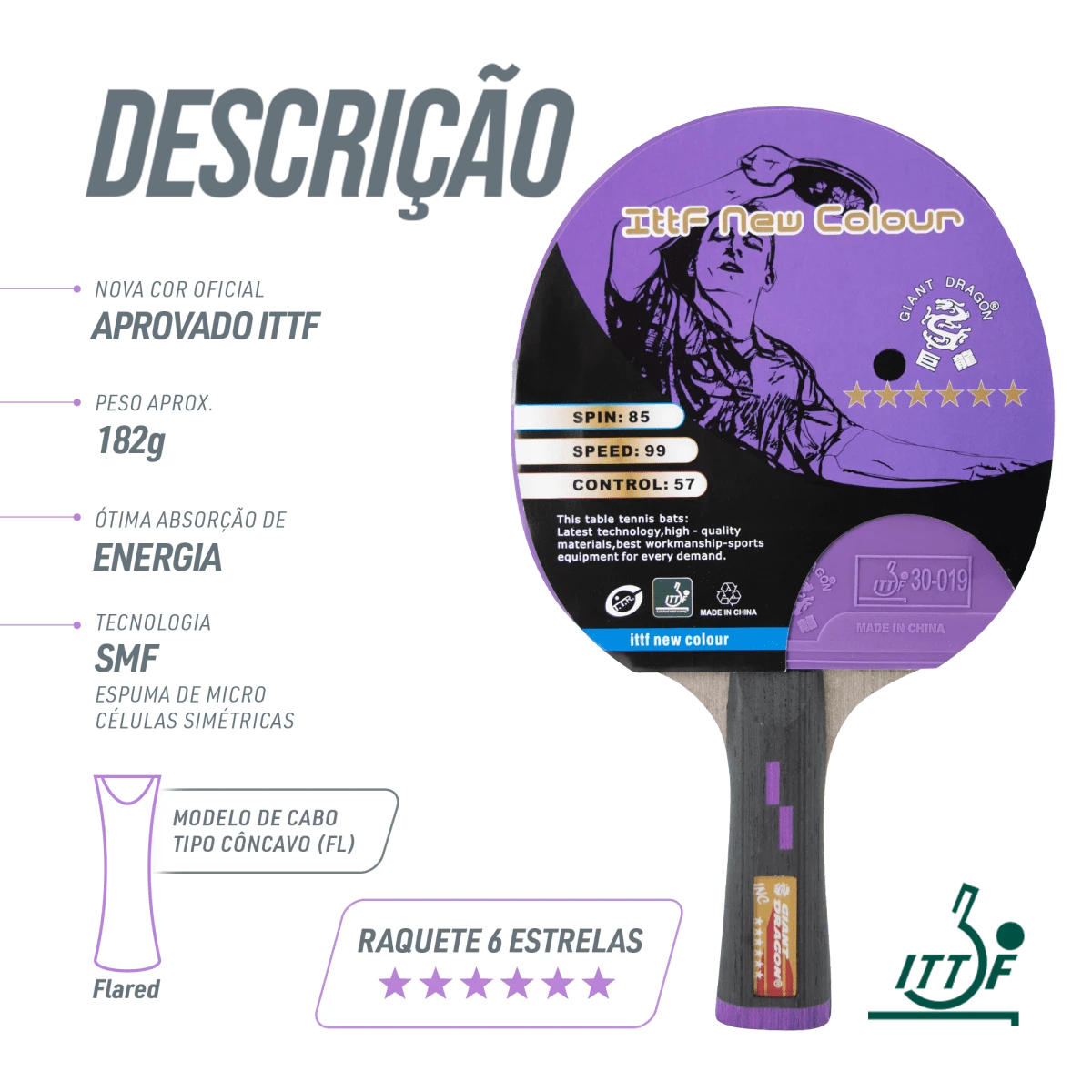 Raquete de tenis de mesa 6 estrelas Storm 