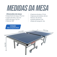 Mesa de tenis de mesa de aco e madeira certificada ITTF K2008