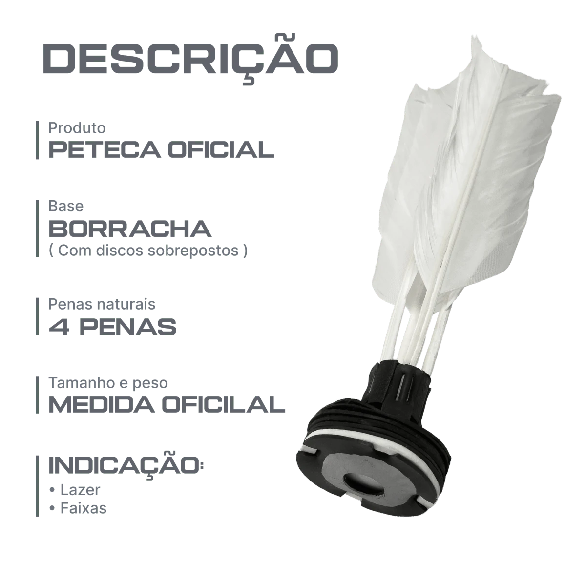 Peteca Oficial com Penas Brancas Velden