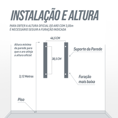 Tabela de basquete de parede quadro transparente de 120x80cm com aro e rede Velden