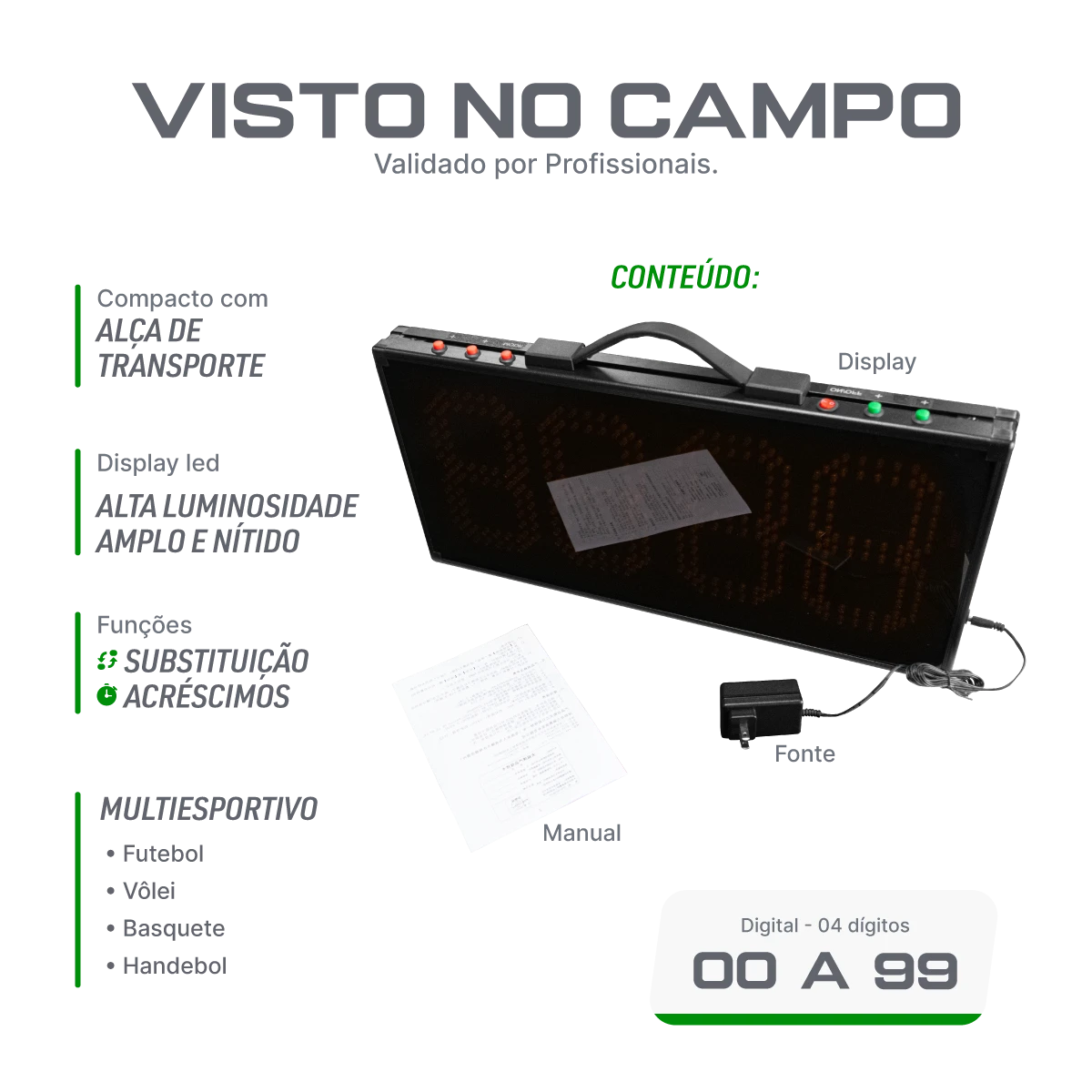 Placar de substituição dupla face quatro dígitos em LED Velden