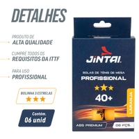 Bolinha de tênis de mesa 3 estrelas Premium Jintai - cnj com 6 und - BRANCA