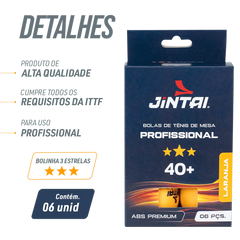 Bolinha de tênis de mesa 3 estrelas Premium Jintai - cnj com 6 und - BRANCA