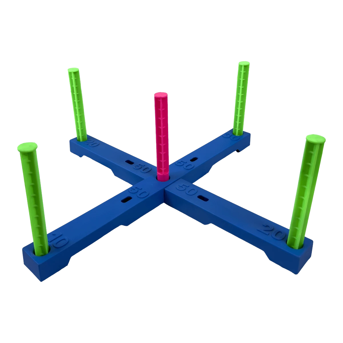 Jogo com seis argolas de plástico e alvo com pontuação
