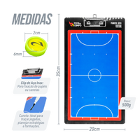 Prancheta tática magnética dupla face com caneta para treinamento de Futsal Pista e Campo