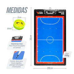 Prancheta tática magnética dupla face com caneta para treinamento de Futsal Pista e Campo