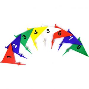 Bandeirolas numeradas plásticas multiuso Pista e Campo - cnj com 08 und (1-8)