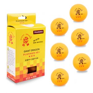 Bolinha de tênis de mesa 3 estrelas Giant Dragon - cnj com 6 und - laranja - caixa diagonal e 06 bolinhas